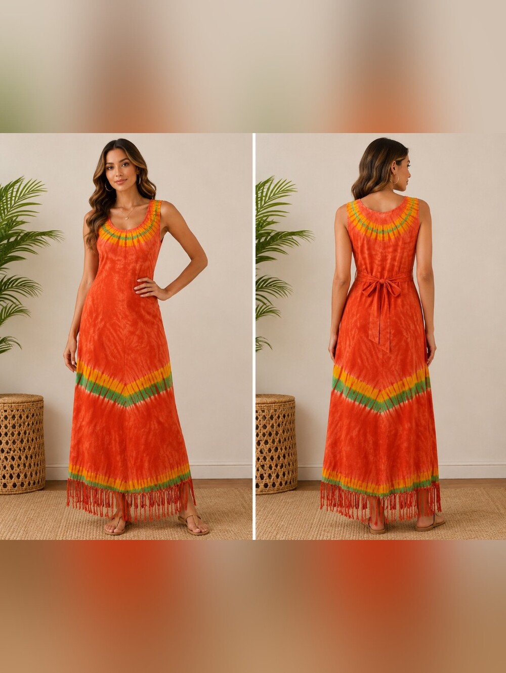 Neelam Summer Beachy Lightweight Pull Over Maxi Dress Size 2X #W-649